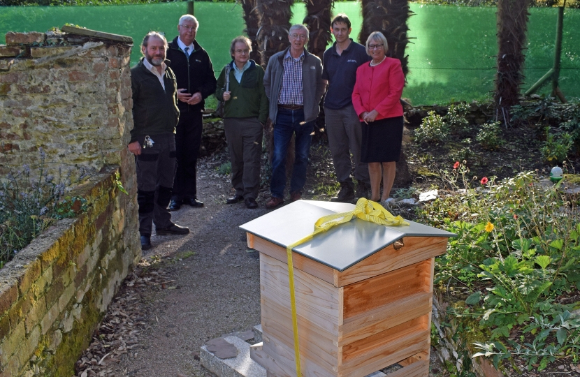 The group visit the hives in Mount Edgcumbe Park. 