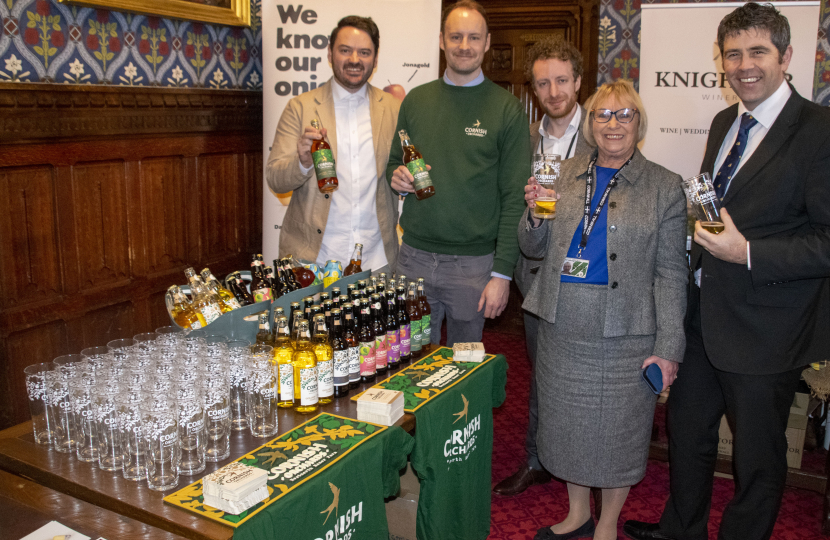 Sheryll Murray MP with Scott Mann MP and Cornish Orchards 