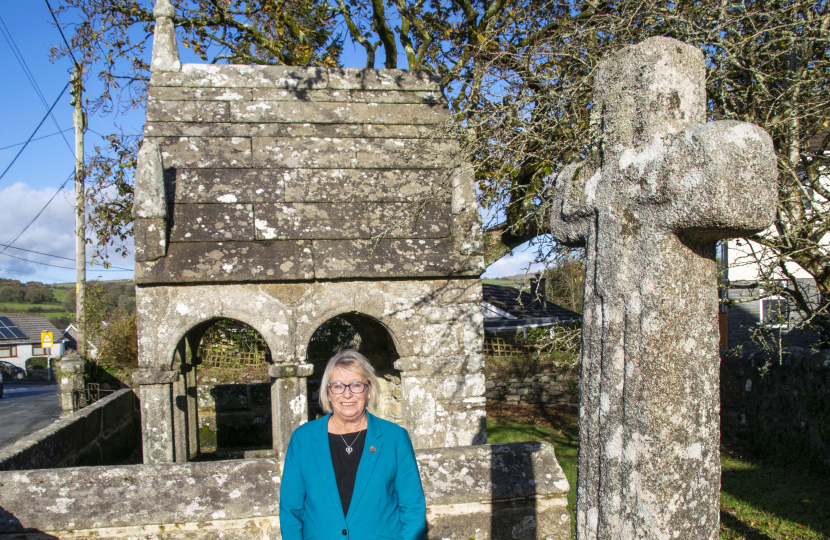 Sheryll Murray MP in front of St Cleer Well 