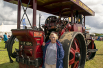 Sheryll Murray MP with the steam roller 'Toby' at the Great Trethew Vintage Rally